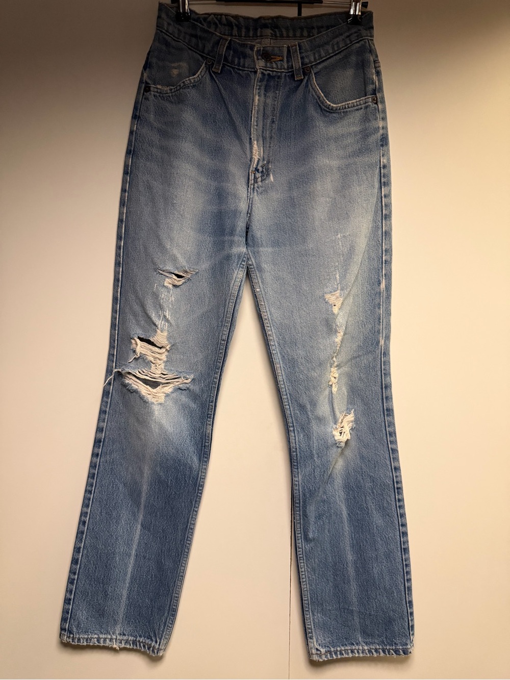 Vintage Levi's Orange tab 619 Light Blue Distressed Straight Jeans